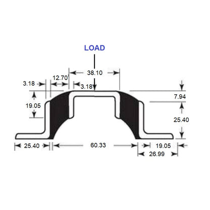 1226141 | MVIS-0680 (Each) --- Vibro Insulator Strips Mounts - 680.389 kg - 762x114.3 mm - Neoprene Rubber and Steel Mount
