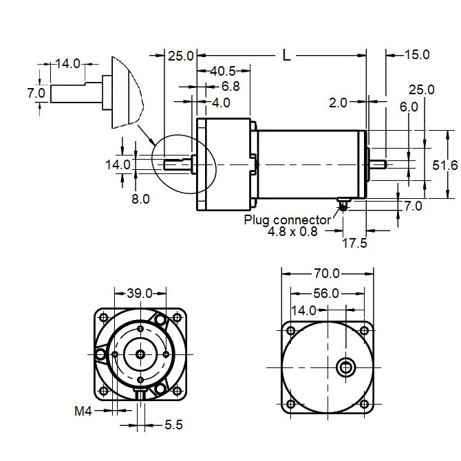 1132187 | 1.61.050.466 (Each) --- DC PM Gearmotors - DC 24 V 3300 mNm - 23.5 rpm Size 70x114