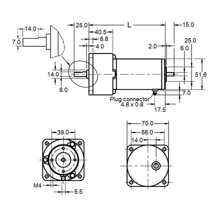1132187 | 1.61.050.466 (Each) --- DC PM Gearmotors - DC 24 V 3300 mNm - 23.5 rpm Size 70x114