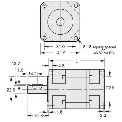 1189312 | GHIP17-100-05.00X43.8L (Each) --- Inline Gearheads - Ratio 100 to 1 5 mm - Double Stage / 12.70 Planetary Size 17 Precision