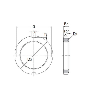 1166895 | KM11 (PK-20) --- Bearing Locknuts Nuts - M55 - 55x5mm - 75x11 mm Right Hand Thread - Steel Nut
