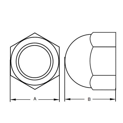 1112476 | NT159C-DM-S6 (Each) --- Dome Nuts - 5/8-11 UNC - 15.88mm - 316 Stainless - - Nut