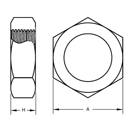 1039434 | NT022C-HX-CZ (PK-50) --- Hexagonal Nuts - 2-56 UNC - 2.18mm - 1.68x4.76 mm Full - Steel - Zinc Plated Nut