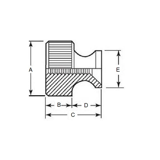 1076280 | NT079C-THC-BR (PK-102) --- Thumb Nuts - 5/16-18 UNC - 7.94mm - 10.3x4.76 mm Collared - Brass Nut