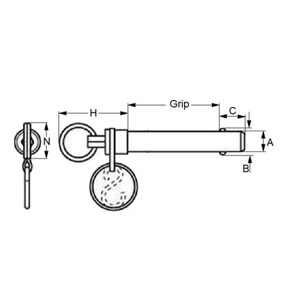1088260 | BLP-095-0508-DR-S17 (Each) --- Ball Lock Pins - 9.53x50.8 mm - 17-4 PH Stainless Double Acting Pin