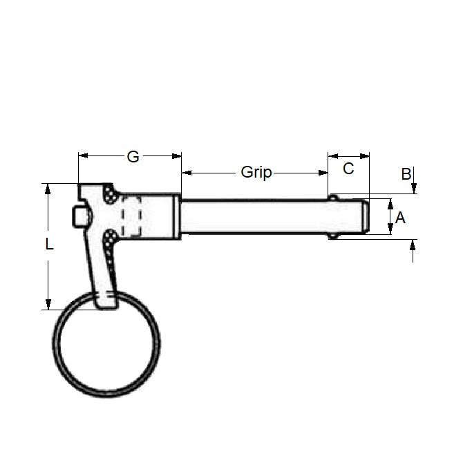 1073188 | BLP-064-0635-LI-S17 (Each) --- Ball Lock Pins - 6.35x63.5 mm - 17-4 PH Stainless L-Handle Industrial Stainless Steel Pin