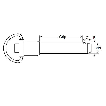 1087999 | BLP-095-0127-MHR-S4 (PK-26) --- Ball Lock Pins - 9.53x12.7 mm - 304 Stainless Steel Marine Style Pin