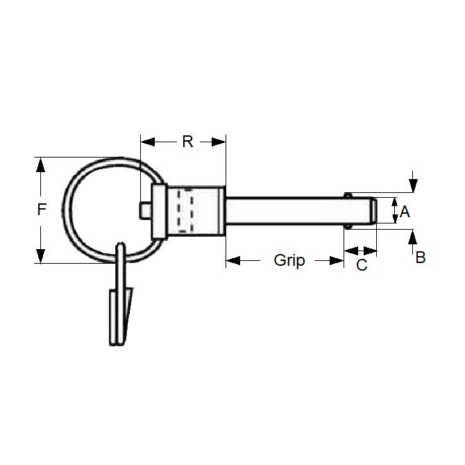 1078150 | BLP-079-0381-RHI-S17 (Each) --- Ball Lock Pins - 7.94x38.1 mm - 17-4 PH Stainless Ring Handle Industrial Stainless Steel Pin