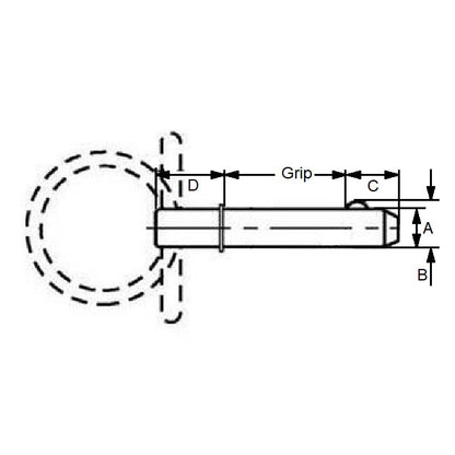 1055888 | BLP-048-0508-RSH-C (Each) --- Ball Lock Pins - 4.76x50.8 mm - Carbon Steel Shoulder Type Pin