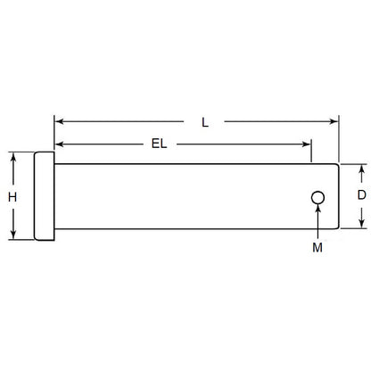 1103891 | CLP-127-1591-CZ (Each) --- Clevis Pins - 12.7x159.14x165.1 mm Pin Locking - Zinc Plated Low Carbon Steel