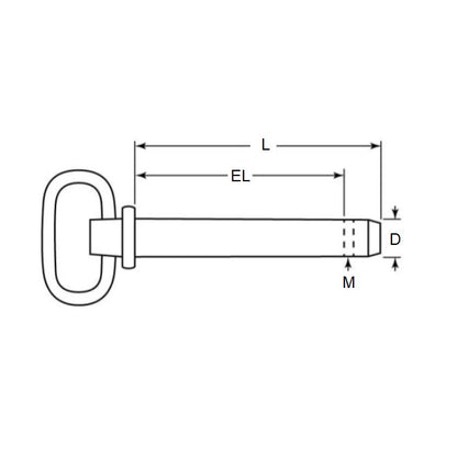 1088425 | CLP-095-1016-CZ-H (PK-5) --- Clevis Pins - 9.53x101.6 - - Handle - Carbon Steel Heat Treated Pin