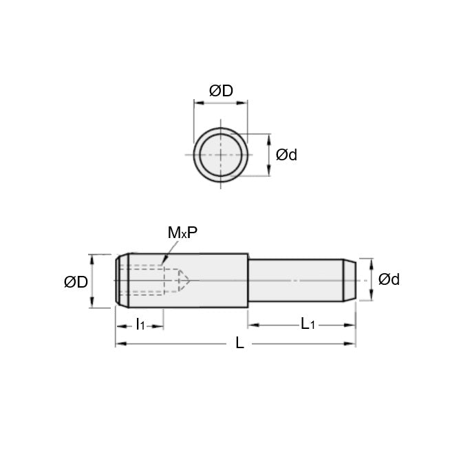 1092237 | DPS100-040-CH-1-E (Each) --- Dowel Pins - 10x40 Stepped - Carbon Steel Pin