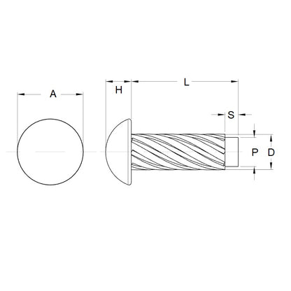1035720 | HDP012-03R-S4 (PK-100) --- Hammer Drive Pins - 1.24x3.2x1.32 mm Round Head Stainless Steel - Stainless Steel Pin