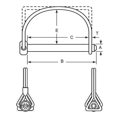 1072680 | LYP-R2-064-035-S4 (Each) --- Wire Lock Lynch Pins - 6.35x34.93x2.3 mm Double Wire - Stainless Steel 304 Similar to A2, 18-8 HRB80 Pin