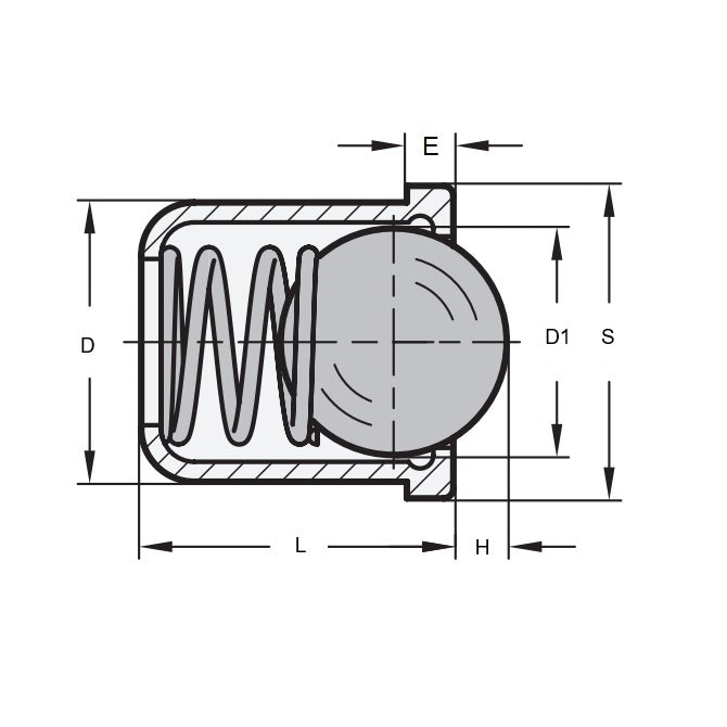 1050734 | PLBP-040-050-PS-005 (PK-20) --- Ball Push Fit Plungers - 4x5 mm - 3 N Plastic Body - Stainless Steel Plunger