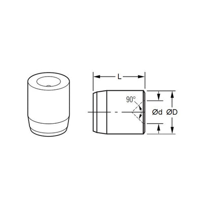 1036596 | VD-1RS (Each) --- Ball Buttons Plungers - 1.575x2.731x3.175 mm - Stainless Steel AISI 440C Recess
