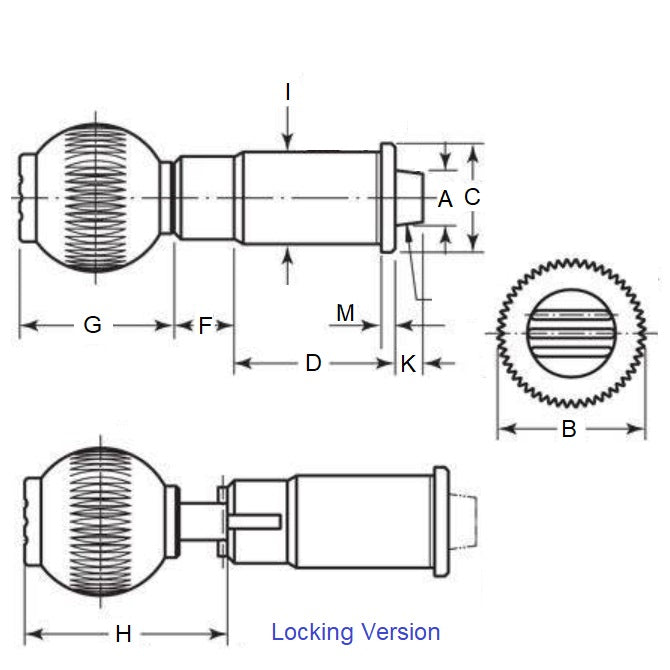 1114876 | PLI-P-100-250-19L-L-BG (Each) --- Indexing Precision Plungers - 16x31 mm - 1.9 N Ball Grip - Steel Plunger
