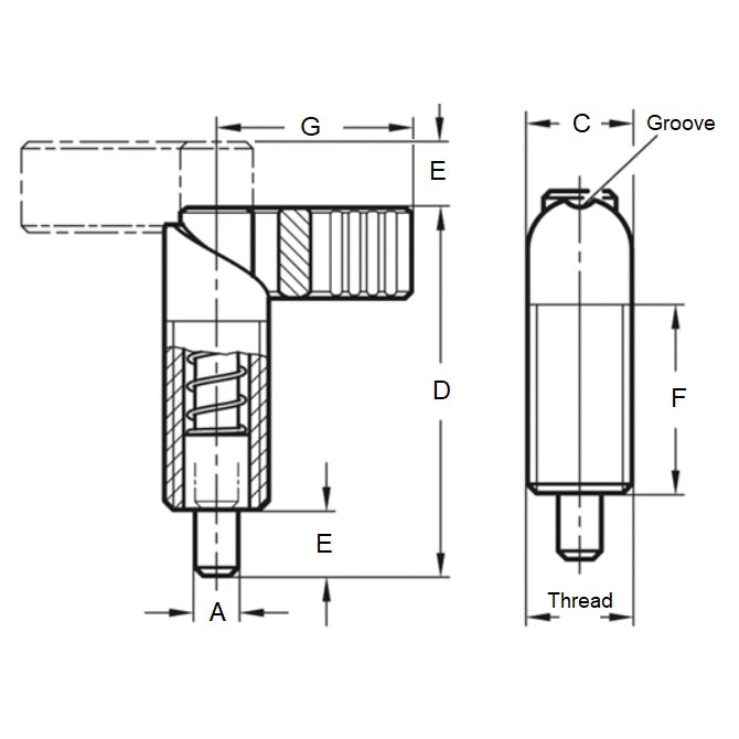 1233218 | PLIT-120-200-150-69-CA (Each) --- Indexing Cam Action Plungers - M20 Extra Fine - 20x1.5mm - 20.07x36.1 mm Without Hex Nut - Steel Plunger