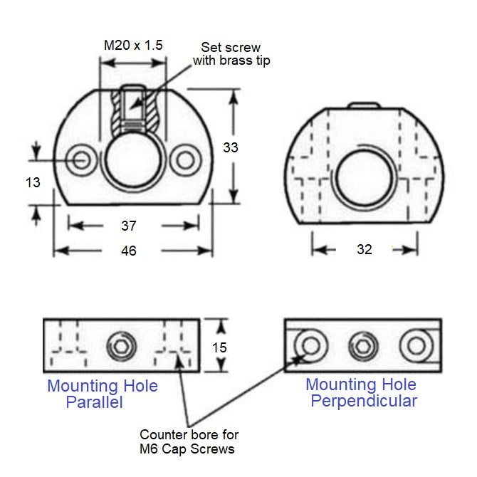1038856 | WCP-45RS (Each) --- Indexing Cam Action Mounting Blocks Plungers - Hole Perpendicular Hole 33x46 mm - Steel Plunger