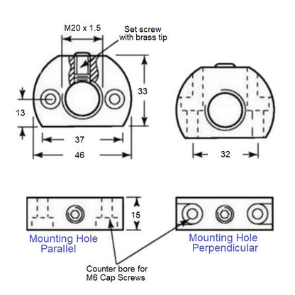 1034868 | WCP-40RS (Each) --- Indexing Cam Action Mounting Blocks Plungers - Hole Parallel Hole 33x46 mm - Steel Plunger