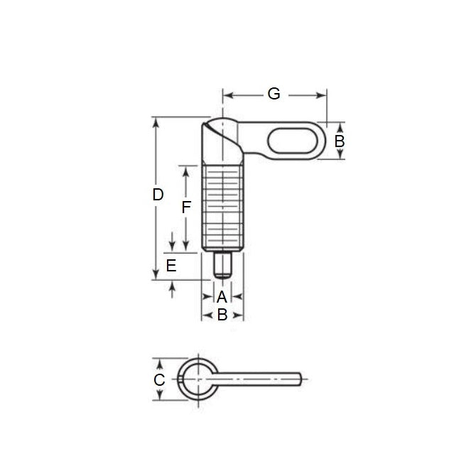 1121521 | PLIT-080-191C-20-G-C (Each) --- Indexing Plungers - 3/4-10 UNC - 19.05mm - 35 mm - 0.8 N Grip - Steel Plunger
