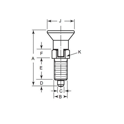 1081857 | PLIT-040-080-100-39-LKP-C (Each) --- Indexing Pull Knob Plungers - M8 Fine - 8x1mm - 38.5 mm - 5.4 N - Steel Plunger