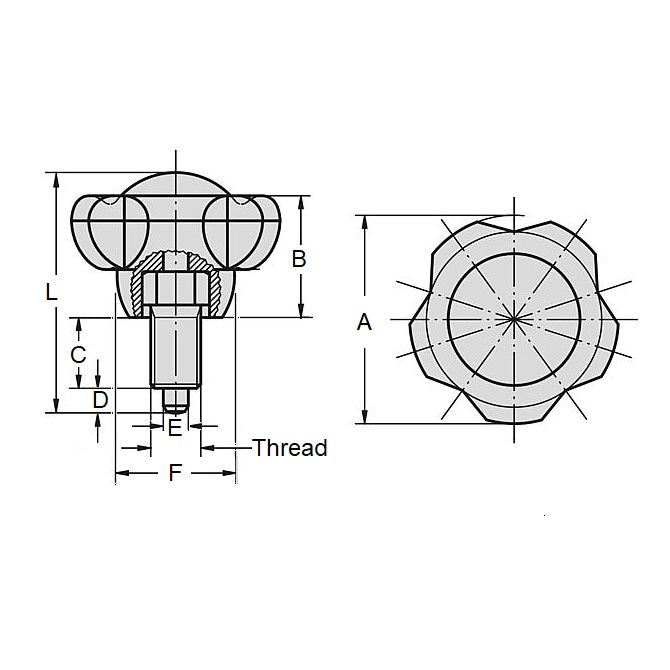 1120987 | PLIT-100-191C-63-LH (Each) --- Indexing Large Handle Plungers - 3/4-10 UNC - 19.05mm - 23.9x63 mm - Steel Plunger