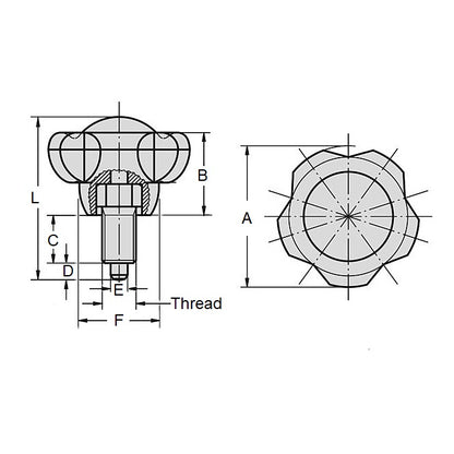 1111288 | PLIT-080-158C-63-LH (Each) --- Indexing Large Handle Plungers - 5/8-11 UNC - 15.88mm - 22.1x63 mm - Steel Plunger