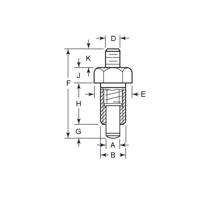 1087613 | PLIT-050-095F-00-SH-C (Each) --- Indexing Plungers - 3/8-24 UNF - 9.53mm - 17 mm - 0.7 N Non Locking - Steel Plunger
