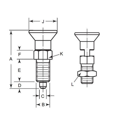 1131871 | PLIT-160-240-200-96-KPN-C (Each) --- Indexing Pull Knob Plungers - M24 Fine - 24x2mm - 96 mm - 9.1 N - Steel Plunger