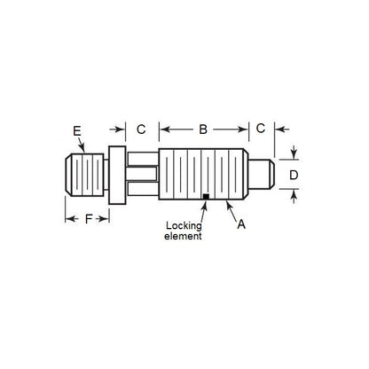 1065851 | PLST-060M-127-TACL-011 (PK-250) --- Spring Threaded Adapter Plungers - M6 - 6x1mm - 12.7 mm - 2 N Locking - Steel Plunger