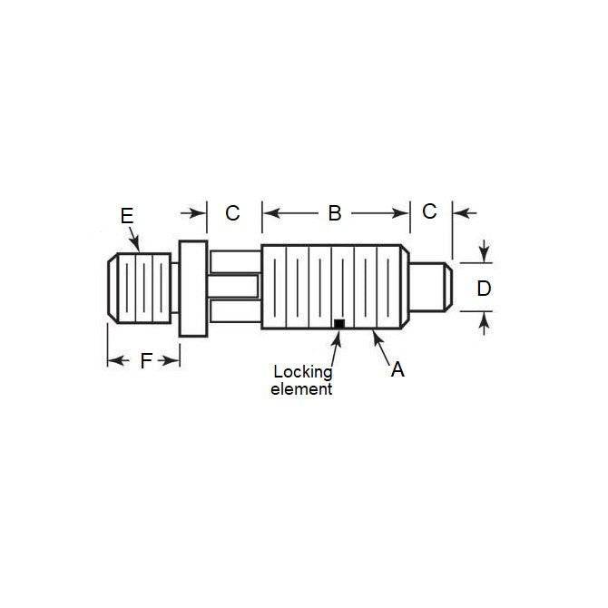 1111569 | PLST-159C-254-TASL-010 (Each) --- Spring Threaded Adapter Plungers - 5/8-11 UNC - 15.88mm - 25.4 mm - 5 N Locking - Stainless Steel Plunger