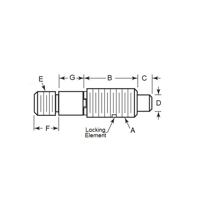 1111589 | PLST-159C-254-TAS-027 (Each) --- Spring Threaded Adapter Plungers - 5/8-11 UNC - 15.88mm - 25.4 mm - 13.4 N Non Locking - Stainless Steel Plunger