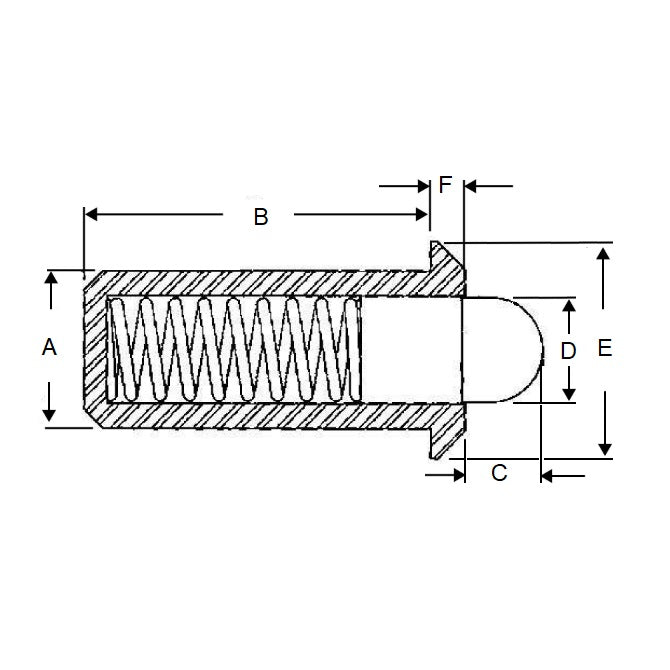 1071555 | PLSP-064-132-C-027 (Each) --- Spring Push Fit Plungers - 6.35x13.2 mm - 11.1 N - Steel Plunger