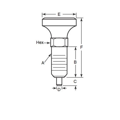 1086106 | PLST-095C-191-HC-009 (Each) --- Spring Plungers - 3/8-16 UNC - 9.53mm - 19.1 mm - 1.1 N Acetal Handle - Steel Plunger