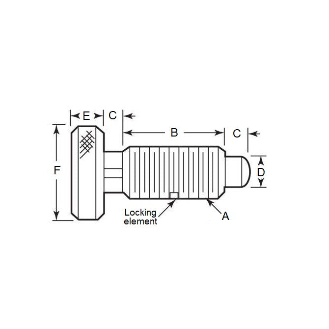 1071306 | PLST-064C-127-HKA-CL-LK-022 (Each) --- Spring Plungers - 1/4-20 UNC - 6.35mm - 12.7 mm - 4.5 N Knurled Handle - Steel Body with Acetal Plunger