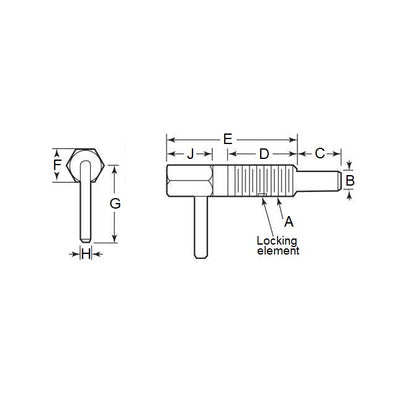 1086486 | PLST-095C-270-HLPSL-017 (Each) --- Spring Plungers - 3/8-16 UNC - 9.53mm - 27 mm - 3.3 N L Handle - Stainless Steel Body with Phenolic Plunger