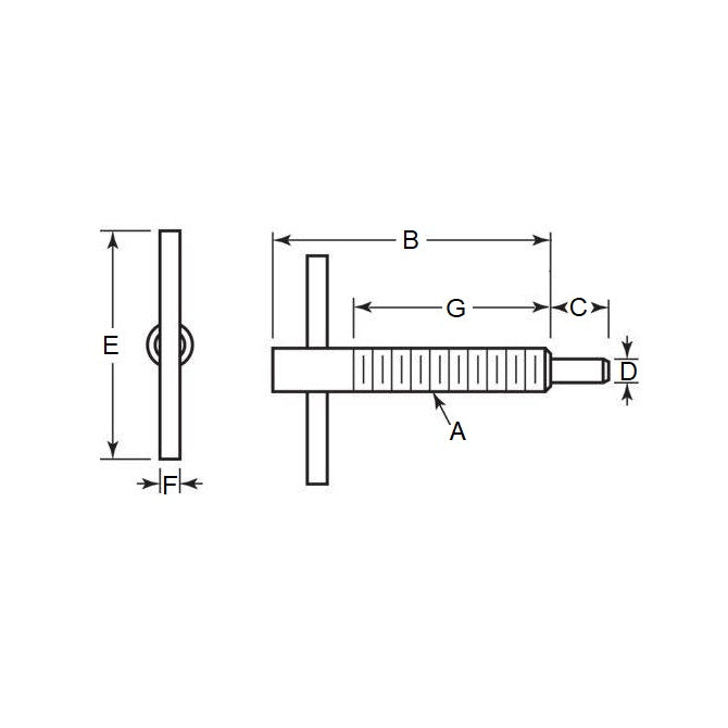 1072140 | PLST-064C-203-HTSL-011 (Each) --- Spring Plungers - 1/4-20 UNC - 6.35mm - 20.3 mm - 4.5 N Tee Handle - Stainless Steel Plunger