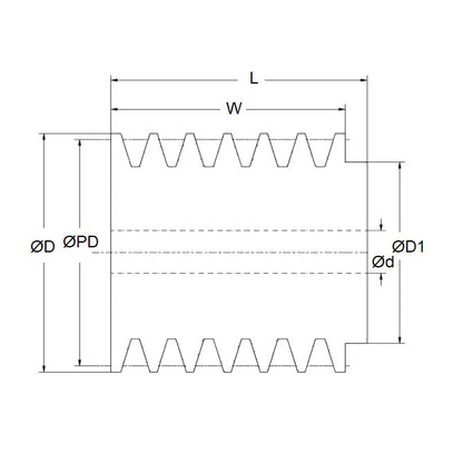 1152192 | PPV-J-038-06-0191 (Each) --- Poly V Pulleys - 38.1x6 mm - 38.86 J Section - Steel Pulley
