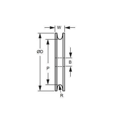 1040413 | PUI024-0381-065-A (PK-100) --- U Groove Idler Pulleys - 2.39x38.1x6.452 mm Single Row - Acetal - Black Pulley