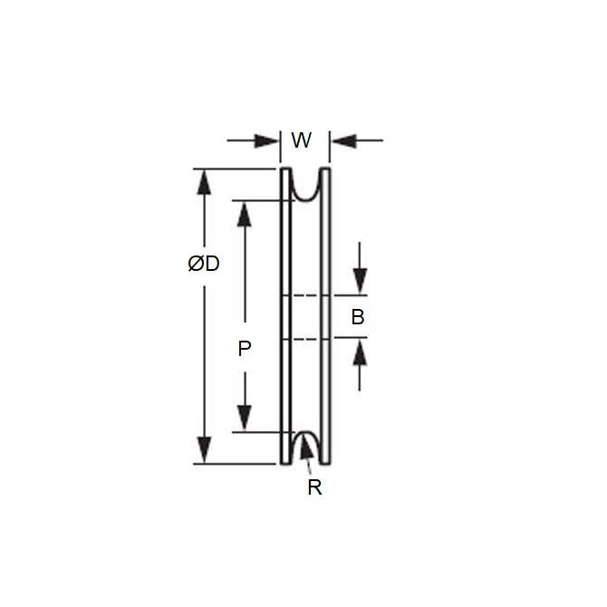 1035480 | PUI012-0191-033-A (PK-100) --- U Groove Idler Pulleys - 1.19x19.05x3.251 mm Single Row - Acetal - Black Pulley