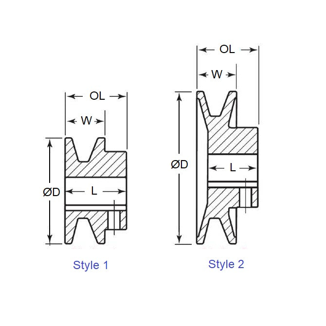 1193853 | MSKMA50X12RS (Each) --- Vee Pulleys - 110.74x12.7 mm - 1 A or 4L - Cast Iron Pulley
