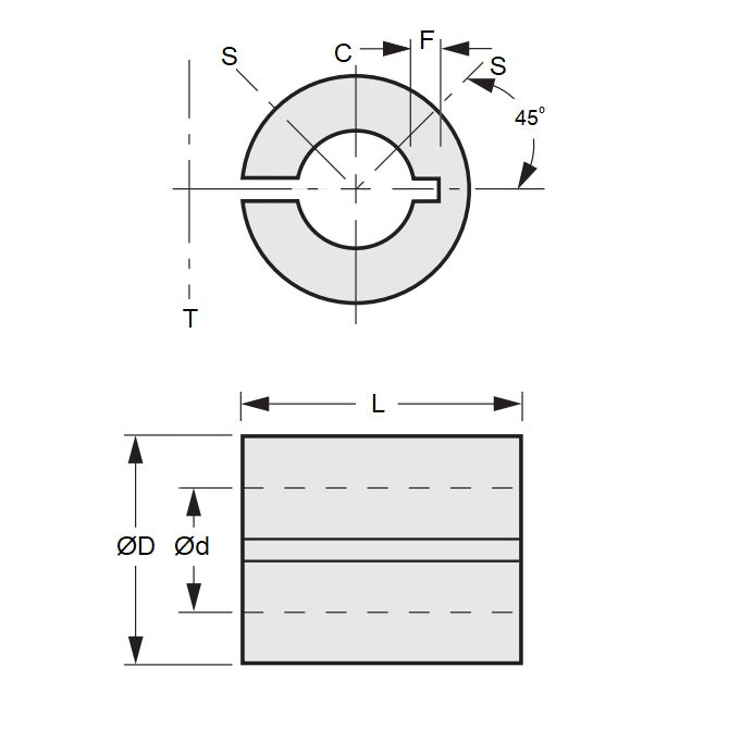 1089119 | RB-100-050-120-A (Each) --- Bore Reducers - 10x5x12 mm - Aluminium Alloy Reducer