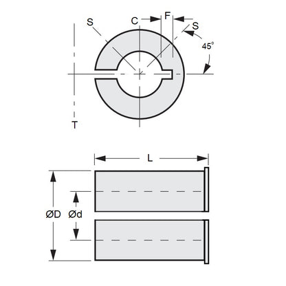 1059406 | RB-050-032-F-043-B (PK-2) --- Bore Reducers - 5x3.18x4.3 mm - Brass Reducer