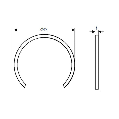 1175726 | WRE-0700-LS (PK-10) --- External Retaining Rings - 70x2x68.2 mm Snap Rings - Carbon Spring Steel