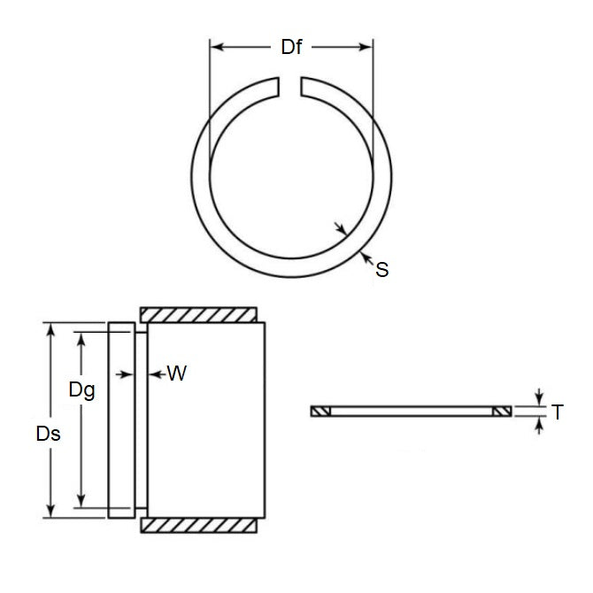 1126848 | WRE-0191-SQ-HC (Pack of 300)  --- External Retaining Rings - 19.05x2.36x17.88 mm Snap Rings - Carbon Spring Steel