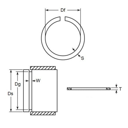 1126848 | WRE-0191-SQ-HC (Pack of 300)  --- External Retaining Rings - 19.05x2.36x17.88 mm Snap Rings - Carbon Spring Steel
