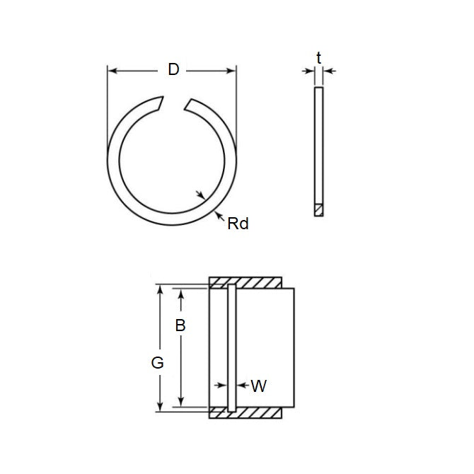 1221342 | WRI-3500-LS (Each) --- Internal Retaining Rings - 350x4x355 mm Snap Rings - Carbon Spring Steel Snap Ring