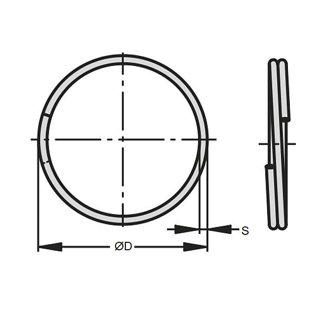 1037073 | RS18-26-316 (PK-5) --- Split Rings - 1.78x23.6x27.3 mm - Stainless Steel Ring