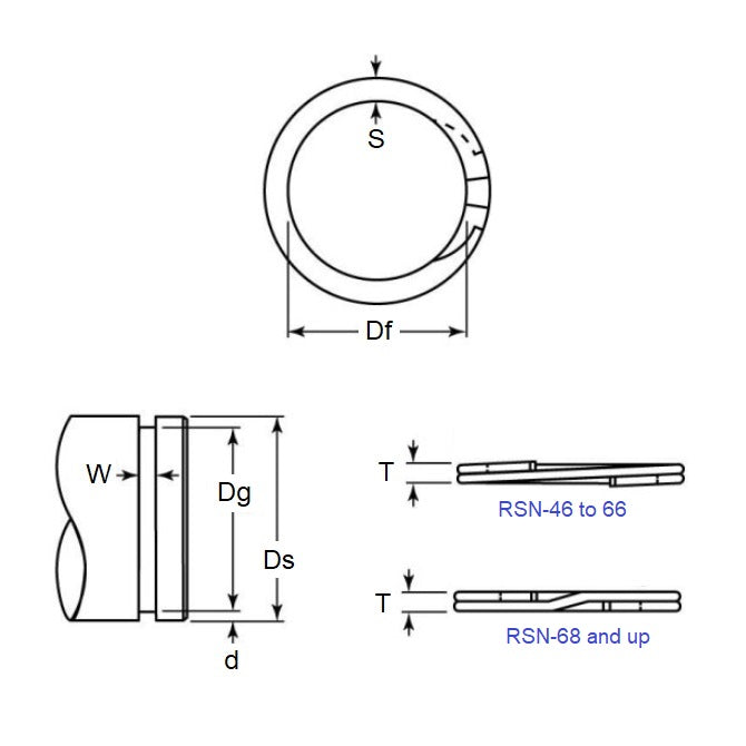 1148036 | RSN-137 (PK-5) --- External Retaining Rings - 34.93x1.27x32.79 mm Spiral Rings - Carbon Spring Steel Spiral Ring